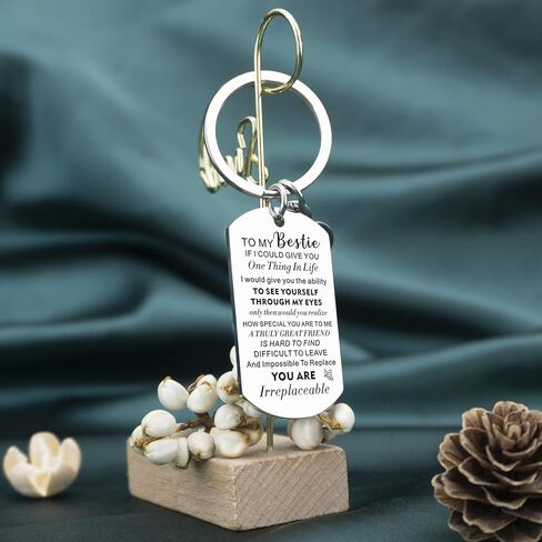 Ivinan سلسلة المفاتيح هدايا للنساء عيد ميلاد فريد من نوعه أفضل صديق الروح الأخت سلاسل المفاتيح الصداقة أفضل صديق الأخت عيد الميلاد شكرا لك يعرض التشجيع الملهم، الفضة in Kuwait