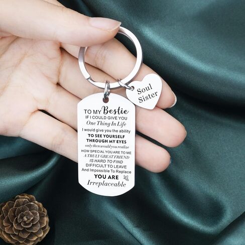 Ivinan سلسلة المفاتيح هدايا للنساء عيد ميلاد فريد من نوعه أفضل صديق الروح الأخت سلاسل المفاتيح الصداقة أفضل صديق الأخت عيد الميلاد شكرا لك يعرض التشجيع الملهم، الفضة in Kuwait