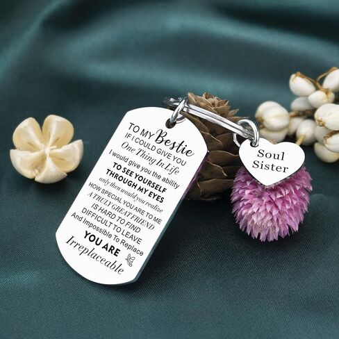 Ivinan سلسلة المفاتيح هدايا للنساء عيد ميلاد فريد من نوعه أفضل صديق الروح الأخت سلاسل المفاتيح الصداقة أفضل صديق الأخت عيد الميلاد شكرا لك يعرض التشجيع الملهم، الفضة in Kuwait