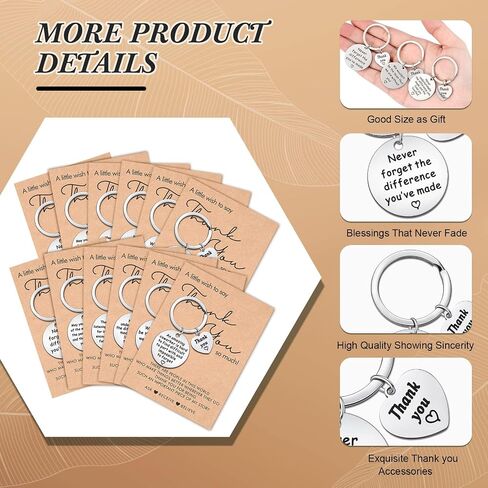 Sureio 12 Sets Thank You Keychain Gifts Appreciation Keychain with Wish Card Inspirational Keychain Present Make a Difference Keychain for Nurse Teacher Coworker in Saudi Arabia