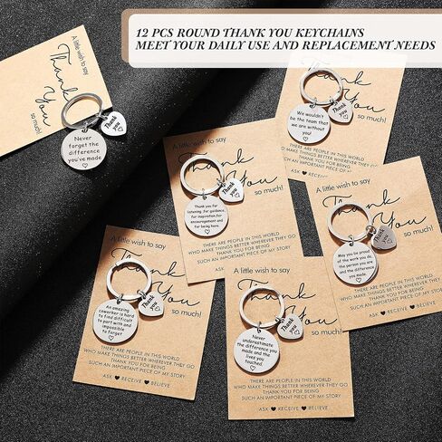 Sureio 12 Sets Thank You Keychain Gifts Appreciation Keychain with Wish Card Inspirational Keychain Present Make a Difference Keychain for Nurse Teacher Coworker in Saudi Arabia