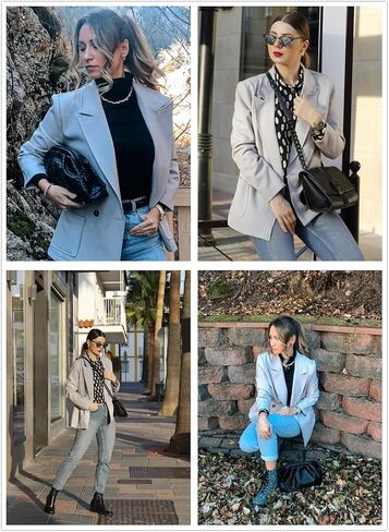 سترات فضفاضة للسيدات من ROSKIKI بياقة على شكل طية صدر وأزرار in Kuwait