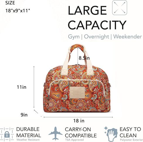 Malirona Canvas Overnight Bag Women Weekender Bag Carry On Travel Duffel Bag Floral (Blue) in Kuwait