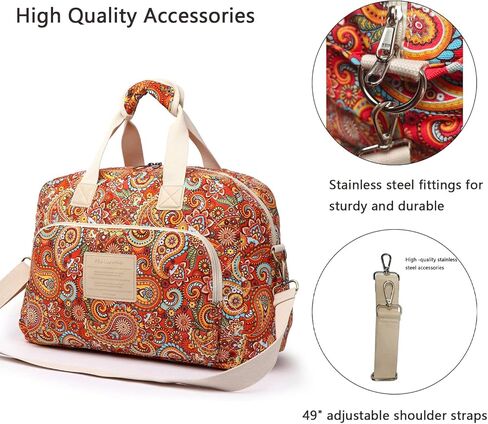 Malirona Canvas Overnight Bag Women Weekender Bag Carry On Travel Duffel Bag Floral (Blue) in Kuwait