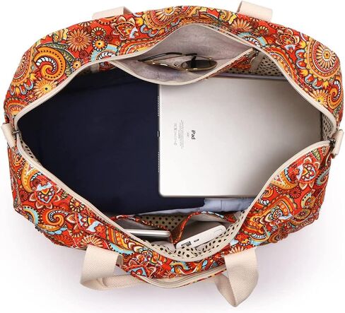 Malirona Canvas Overnight Bag Women Weekender Bag Carry On Travel Duffel Bag Floral (Blue) in Kuwait