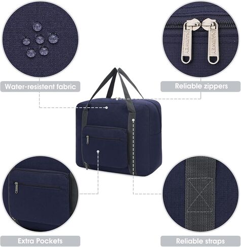 حقيبة الأغراض الشخصية من Allegiant Airlines مقاس 7x15x16 حقيبة سفر قابلة للطي من القماش الخشن لحمل الأمتعة للنساء والرجال (سلسلة سميكة باللون الأسود) in Kuwait