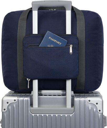 حقيبة الأغراض الشخصية من Allegiant Airlines مقاس 7x15x16 حقيبة سفر قابلة للطي من القماش الخشن لحمل الأمتعة للنساء والرجال (سلسلة سميكة باللون الأسود) in Kuwait