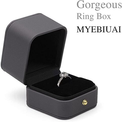 MYEBIUAI Ring Box Wedding Engagement Box Green, Square Leather Velvet Jewelry Ring Bearer Box, Premium Gorgeous Vintage Double Slots Ring Box for Proposal, Ceremony, Anniversary, Gift in Kuwait