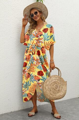 ملابس سباحة نسائية من Hunt ملابس سباحة للشاطئ مع ربطة عنق وصبغ مفتوح من الأمام طويل كيمونو بكيني ملابس للشاطئ ملابس استحمام مع حزام in Kuwait