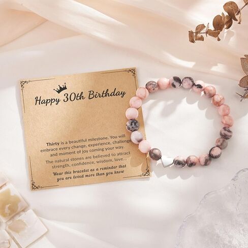 ASKRAIN سوار على شكل قلب ساحر هدايا عيد الميلاد 21 و30 و40 للنساء والفتيات سوار من الحجر الطبيعي in Kuwait