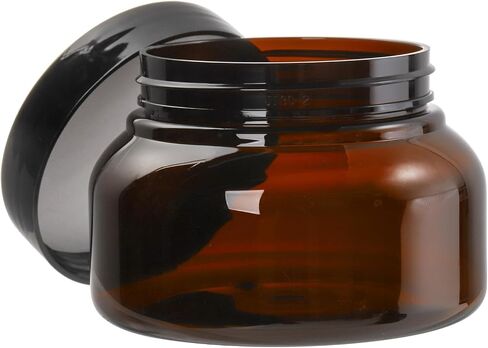 Yarlung 16 Pack 8 Oz Amber Plastic Jars with Lids, Brown Body Scrub Jars Empty Refillable Containers Round Low Profile Samples Jars for Lotion, Body Butter, Sugar Scrub, Cream in Saudi Arabia