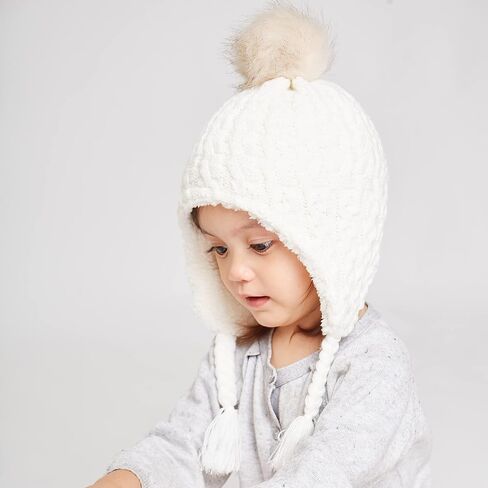 LANGZHEN Toddler Kids Infant Winter Hat,Earflap Knit Warm Cap Fleece Lined Beanie for Baby Boys Girls in Saudi Arabia