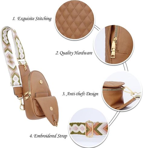 KKXIU Fashion حقيبة حبال صغيرة للنساء من الجلد فاني حزم الصدر حقيبة الهاتف الخليوي الكتف محفظة السفر هدايا للمراهق (A-Brown) in Kuwait