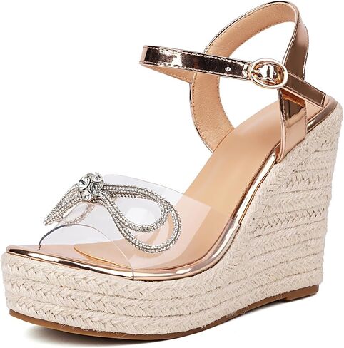 صنادل Maqiyike Espadrille بكعب عريض للنساء صيفية بحزام كاحل مفتوح عند الأصابع in Kuwait