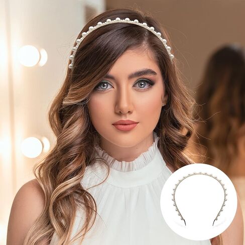 عصابات رأس فاجروم 8 قطع للنساء والفتيات، عصابة رأس من اللؤلؤ الذهبي، عصابات رأس على شكل فراشة معدنية، إكسسوارات شعر الزفاف للنساء in Kuwait