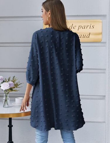 HOTOUCH Womens Cardigan Summer Chiffon Swimsuit Coverup Kimono Open Front 3/4 Sleeve Lightweight Beach Cover Up Tops in Saudi Arabia