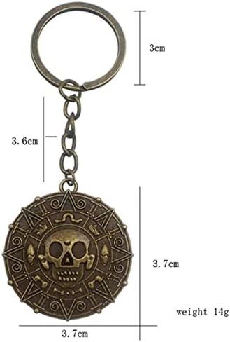 مجموعة واحدة من 6 قطع من بضائع قراصنة الكاريبي بدلايات عملات ذهبية ازتيك وسلسلة مفاتيح مطلية بالفضة والبرونز ورؤوس جمجمة قلادة قلادة سلسلة مفاتيح للمعجبين in Kuwait