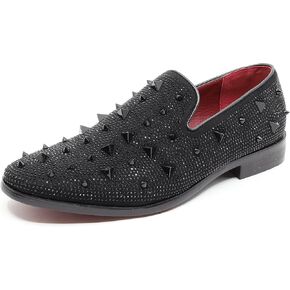 Men's Vintage Spike Rhinestone Designer Classic Smoking Dress Tuxedo Loafers Slip On Shoes SM-24