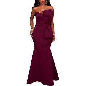 MAYFASEY Women's Sexy Off The Shoulder Oversized Bow Applique Evening Gown Party Long Maxi Dress in Kuwait