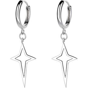 أقراط كارول آند ألين من الفضة الإسترليني عيار 925 متدلية على شكل نجمة مجوفة لامعة in Kuwait