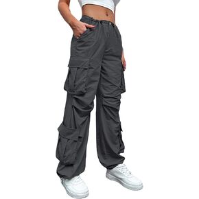Floerns Women's Flap Pocket Drawstring Waist Ruched Streetwear Cargo Pants
