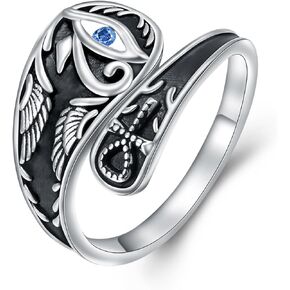 DAOSHANG 925 Sterling Silver Adjustable Ring Eye of Horus/Pumpkin Spoon Rings, Spoon Ring for Women Ankh Cross Ring Vintage Victorian Halloween Jewelry Gift for Women Men in Kuwait