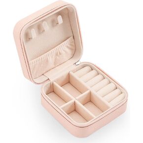 XZUZ Small Travel Jewelry Boxes, Portable Jewelry Organizer Display Storage boxes for earrings, rings, necklaces, jewelry boxes for women. (white).