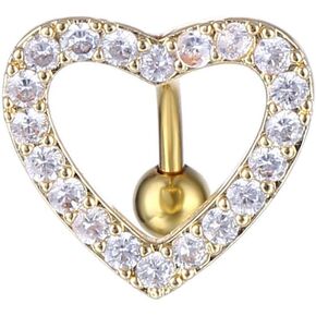 MEQNOIG Cute Silver Heart Belly Button Rings for Women Dazzling Zircon Belly Button Rings Dangle Navel Piercing Jewelry