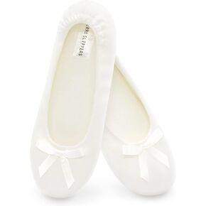 Women's Bridal Satin Slippers Comfortable Dancing Shoes for Bride