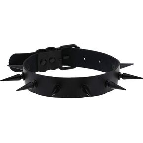 FM FM42 Unisex Multicolor Simulated Leather PU Black-tone/Silver-tone Spikes Rivets Spiked Punk Rock Gothic Choker Collar Necklace