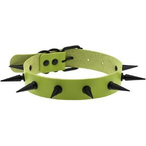 FM FM42 Unisex Multicolor Simulated Leather PU Black-tone/Silver-tone Spikes Rivets Spiked Punk Rock Gothic Choker Collar Necklace in Saudi Arabia