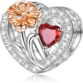 Birth Flower Birthstone Charm for Pandora Charms Bracelets Necklace 925 Sterling Silver Heart Love Charm Birthday Mother's Day Christmas Jewelry Gifts in Kuwait