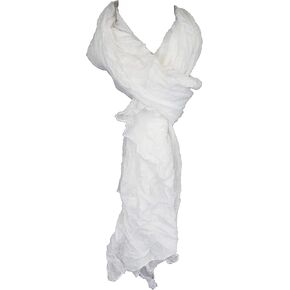 Cotton Solid Color wrinkle Linen Scarf, fashion scarf, multi color, beach scarf (White) in Saudi Arabia