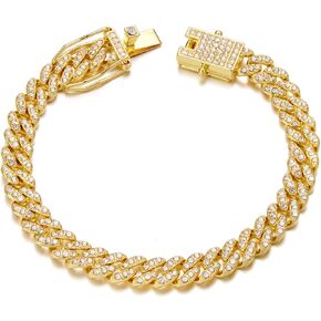 HIPBLING Iced Out Bracelet for Men Cuban Link Watch Bracelets Diamond Miami Cuban Bracelets 13mm 8mm Bracelet Hip Hop Rapper Jewelry Gift for Men