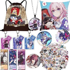 XNCOSER Honkai Star Rail Merch Gift Set Box, Drawstring Bag + Necklace + Pillow Case +3 Pins +3 Keychains + 3 Card +80 Stickers in Saudi Arabia