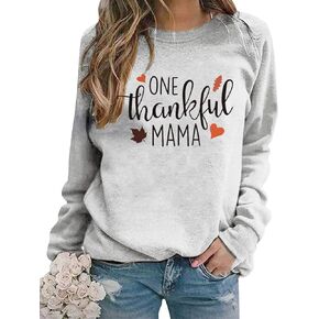 BANGELY One Thanksful Mama سويت شيرت نسائي كاجوال بأكمام طويلة لعيد الشكر، قمصان هدية للأم