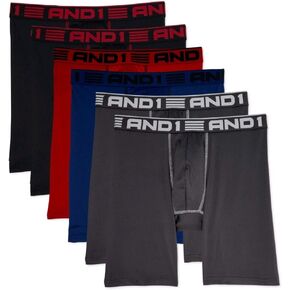 AND1 Assorted 9" Inseam 6 Pack ProPlatinum Performance Boxer Briefs - X-Large in Saudi Arabia