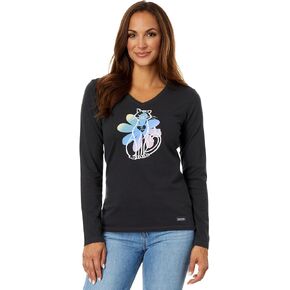 Life is Good Daisy Cat Long Sleeve Crusher™ Vee Jet Black SM (الولايات المتحدة 4-6) in Kuwait