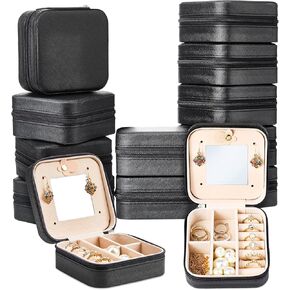 10 Pcs Travel Jewelry Case Bridesmaid Gift Boxes Jewelry Travel Organizer With Mirror Small Jewelry Box Mini Storage Organizer Box for Women Girls Earrings Rings Necklaces (Multi Colors)