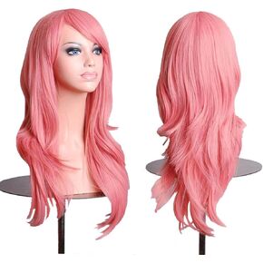 BERON Yellow Wigs Long Wavy Women Wigs with Bangs Curly Heat Resistant Synthetic Wigs for Halloween Cosplay Party Wigs