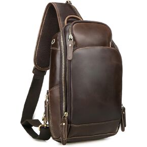 Hespary ريترو جلد البقر الحقيقي حقيبة الظهر حزام واحد للرجال يناسب 11 بوصة باد ، براون ، حزمة حزمة ل 10.5 بوصة باد, بني in Kuwait