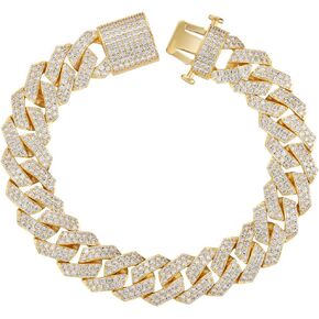 PY BLING Hip Hop Mens Full Iced Out 15mm 18K Gold/White Rose Gold Plated CZ Miami Cuban Link Chain Choker 18"-24" Necklace or 7.5"-8.5" Bracelet with Gift Box in Saudi Arabia