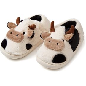 Cute Cow Animal Slippers Women Kawaii Winter Fuzzy Fluffy Cartoon House Slippers Soft Comfy Warm Anti-Slip Home Slipper in Kuwait