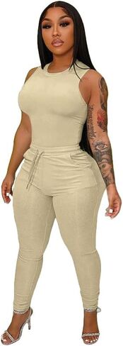 TOPSRANI ملابس نسائية مكونة من قطعتين بدلة رياضية ضيقة بدلة ركض صلبة لراكبي الدراجات النارية وتمارين الصالة الرياضية وأكمام قصيرة أطقم بناطيل in Kuwait