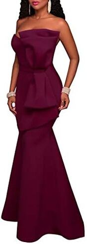 MAYFASEY Women's Sexy Off The Shoulder Oversized Bow Applique Evening Gown Party Long Maxi Dress in Kuwait