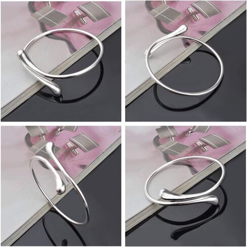 مجموعة مجوهرات من الفضة الإسترلينية مكونة من 4 قطع من أنلسين للنساء على شكل دموع قلادة قلادة قرط وسوار وهدايا مجوهرات, NA in Kuwait