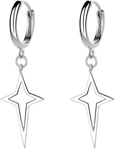 أقراط كارول آند ألين من الفضة الإسترليني عيار 925 متدلية على شكل نجمة مجوفة لامعة in Kuwait