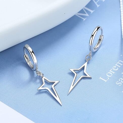 أقراط كارول آند ألين من الفضة الإسترليني عيار 925 متدلية على شكل نجمة مجوفة لامعة in Kuwait