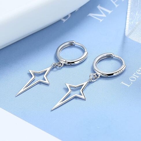 أقراط كارول آند ألين من الفضة الإسترليني عيار 925 متدلية على شكل نجمة مجوفة لامعة in Kuwait