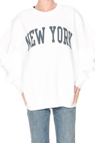 Women's Vintage Oversized New York Varsity Graphic Crewneck Sweatshirt in Kuwait